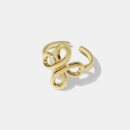 Bague minimaliste en acier inoxydable étanche couleur or avec motif floral 2