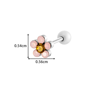 Boucle D'Oreille Piercing Fleur Cuivre Zircon 1 Pièce h5 Image2
