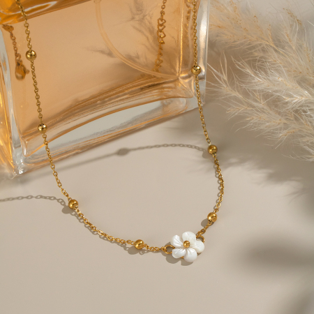 Collier Avec Pendentif Coquillage En Acier Inoxydable Étanche Couleur Or (1 Pièce)