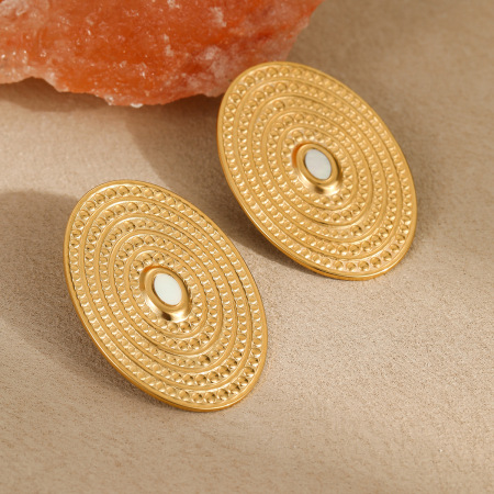 1 paire de boucles d'oreilles puces élégantes en acier inoxydable imperméable, collection Luxe, fil fin, pour femme. 2