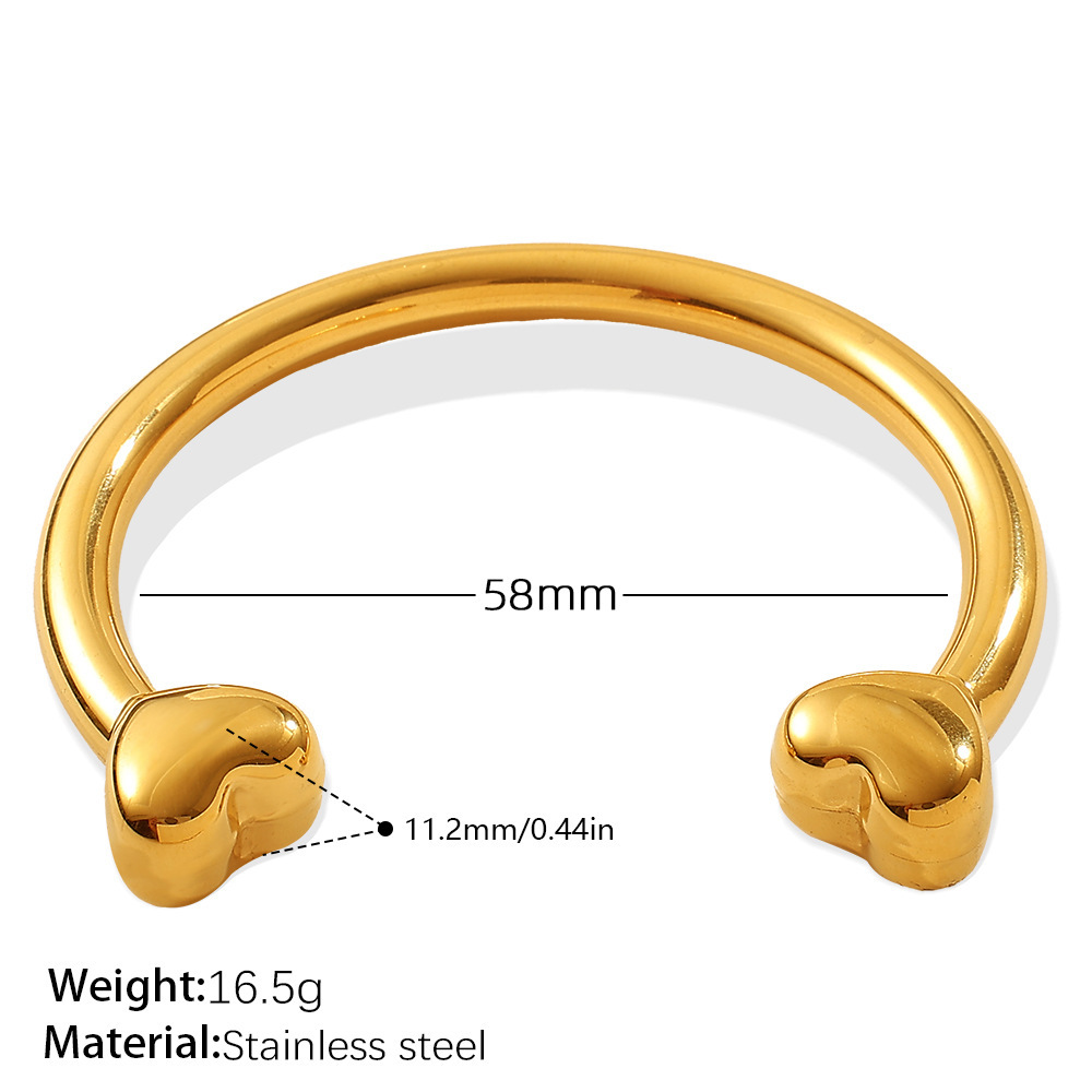 Bracelet Manchette Étanche En Acier Inoxydable Couleur Or (1 Pièce)