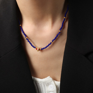 Collier De Perles Pour Femme, 1 Pièce, En Acier Inoxydable Imperméable, Couleur Or, Orné De Perles En Pierre Naturelle Exquise h5 Image5