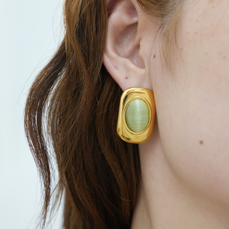 1 paire de boucles d'oreilles à tige rectangulaires élégantes en acier inoxydable couleur or pour femme