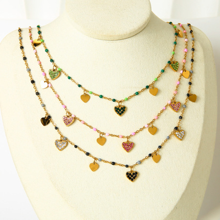 Collier pendentif romantique en acier inoxydable étanche en forme de cœur pour femme (1 pièce)