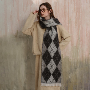 Écharpe D'Hiver Classique En Polyester À Motif Losange Pour Femme, 1 Pièce h5 Image2