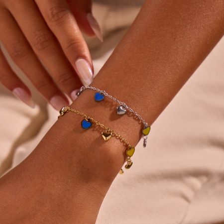 Bracelet chaîne en acier inoxydable pour femme, série simple, motif cœur doux, 1 pièce
