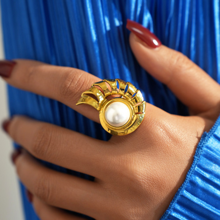 Bague tendance en acier inoxydable imperméable, collection Simple Series, motif tortue naturelle. 2