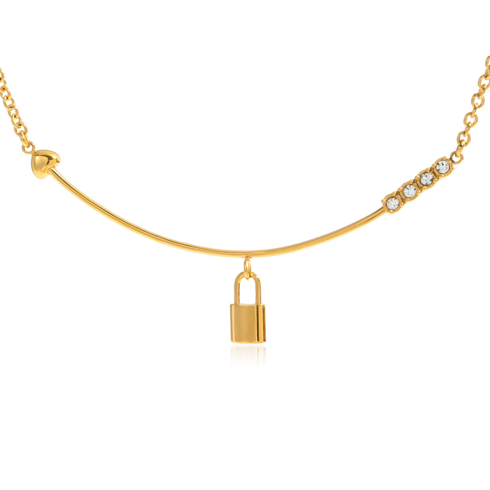 Collier Pendentif Femme Classique En Acier Inoxydable Étanche Couleur Or (1 Pièce) 