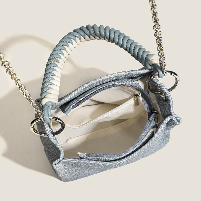 Sac À Main Quotidien En Denim Torsadé Et Rayonne Pour Femme, 1 Pièce h5Image4