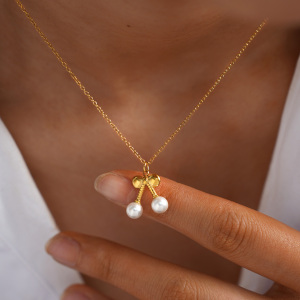 Collier Pendentif Femme En Acier Inoxydable Doré, Étanche, Motif Nourriture Décontractée (1 Pièce) h5 Image5