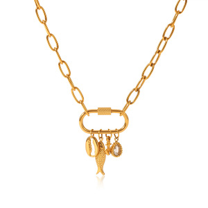 Collier Pendentif Femme Simple En Forme De Goutte De Poisson, En Acier Inoxydable Étanche, Couleur Or (1 Pièce) h5 Image6