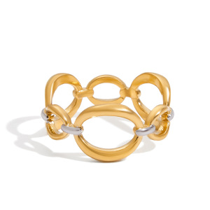 Bague Tendance Décontractée En Acier Inoxydable Doré, De Forme Irrégulière Et Étanche. h5