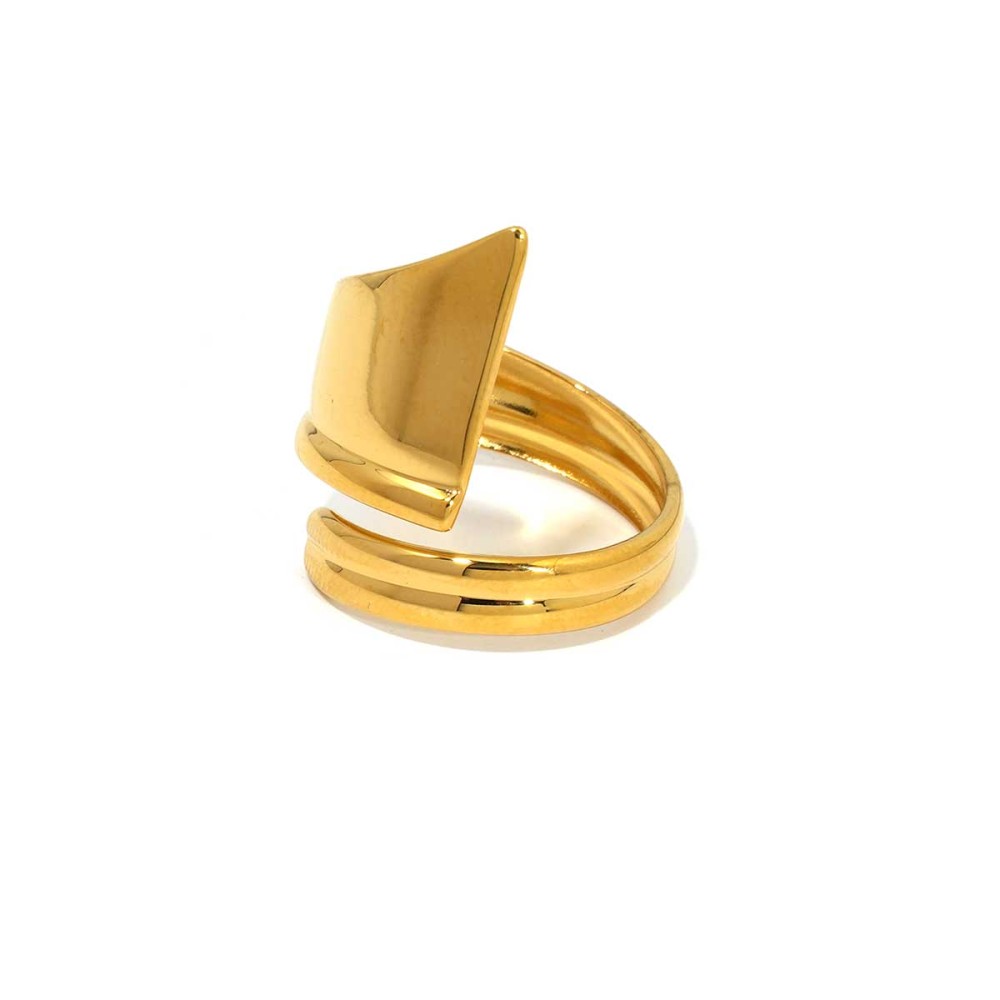 Bague Tendance En Acier Inoxydable Doré, Forme Simple Et Irrégulière (1 Pièce), Étanche. 