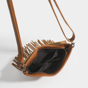 Sac À Bandoulière Vintage En Pu Pour Femme, 1 Pièce, Avec Pompon h5 Image5