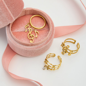 Bague Élégante Et Raffinée En Acier Inoxydable Doré, 1 Pièce, Collection Exquise. h5 Image5