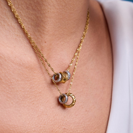 Collier pendentif femme simple en acier inoxydable étanche, couleur or et argent, 1 pièce 2