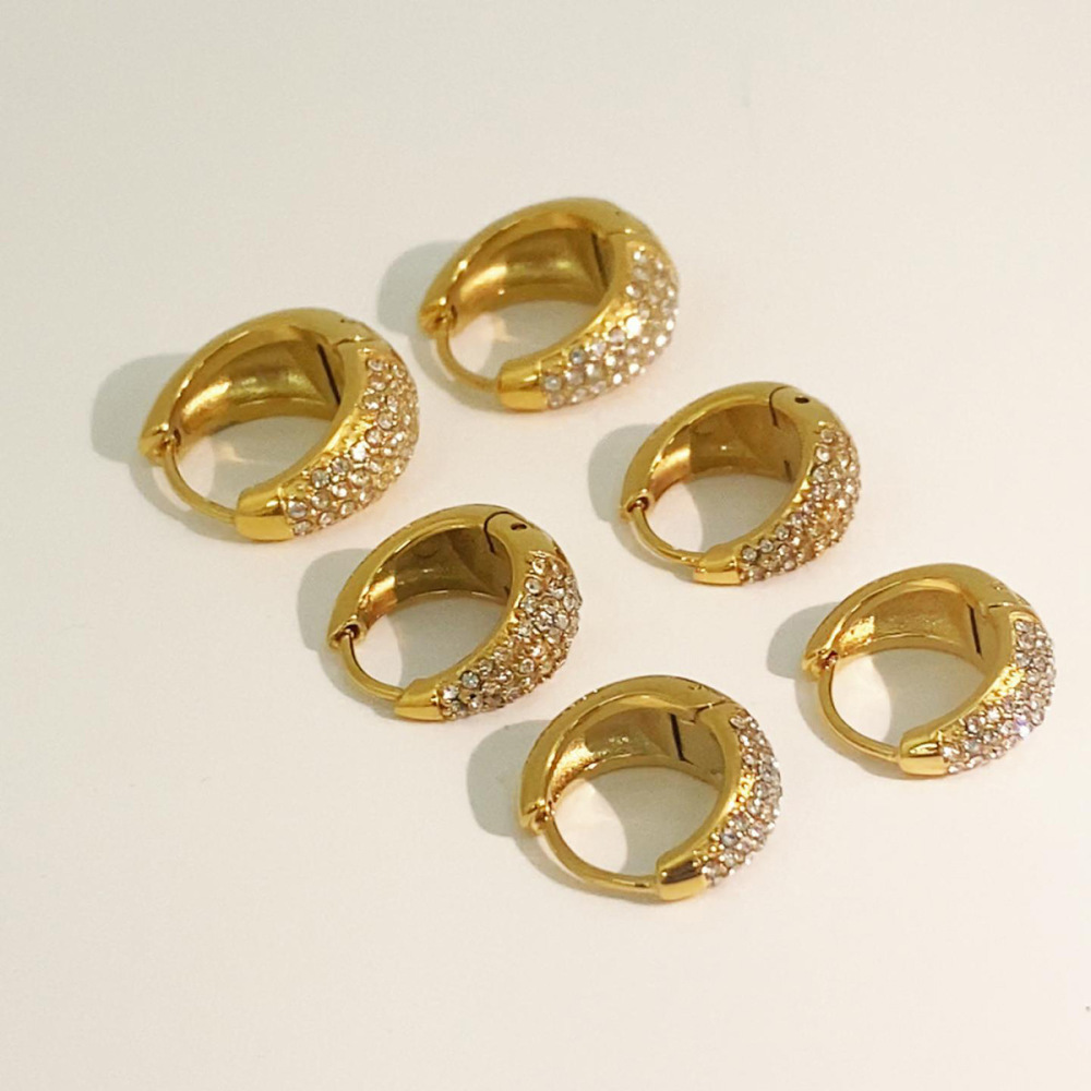 1 Paire De Boucles D'Oreilles Créoles Pour Femme, En Acier Inoxydable Doré, Étanches, De La Série Luxueuse h5Image8