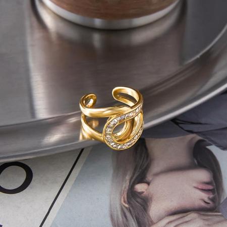 Bague Daily Twist en acier inoxydable étanche couleur or (1 pièce)