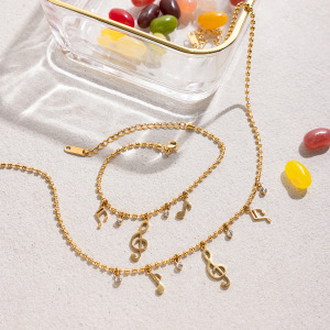 Ensembles De Bijoux Pour Femmes En Acier Inoxydable Étanche Couleur Or, Personnalisables Avec Des Notes. h5 Image7