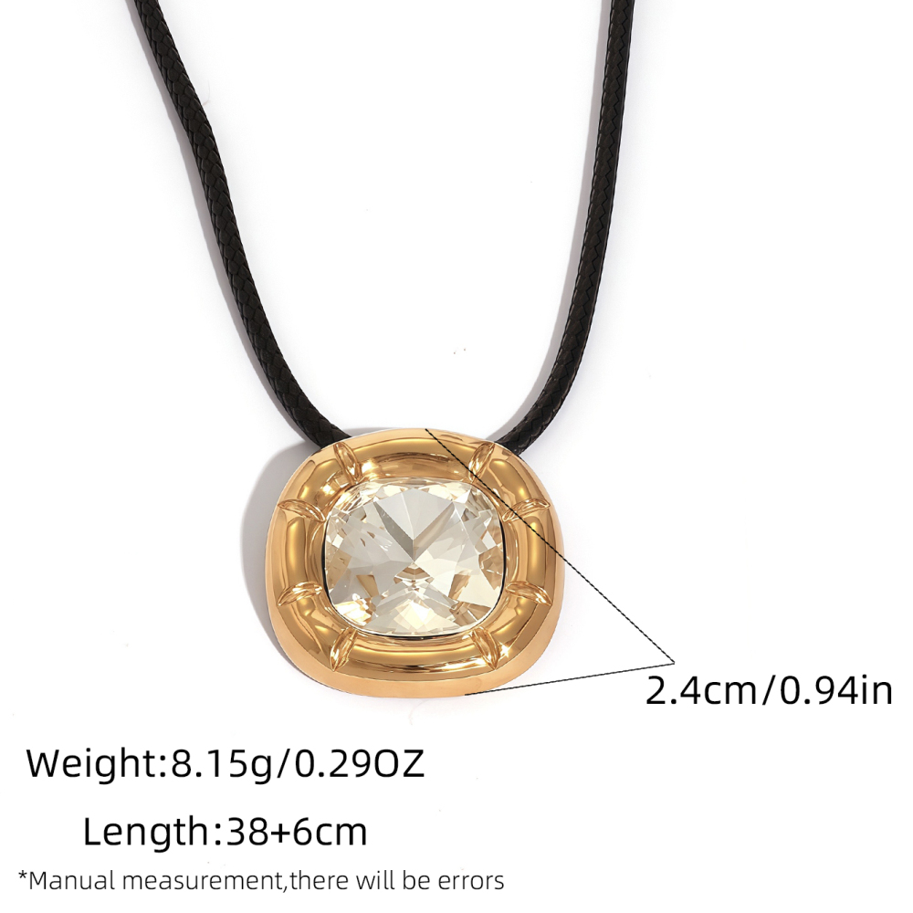 Collier Pendentif Femme Simple, Rectangulaire, En Acier Inoxydable Étanche (1 Pièce) Image2