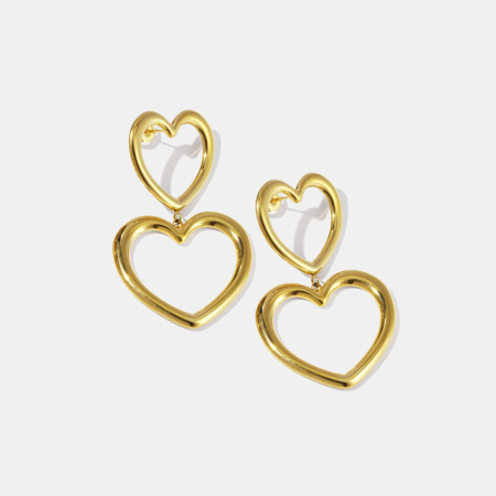 Boucles d'oreilles pendantes en acier inoxydable étanches avec motif cœur 2