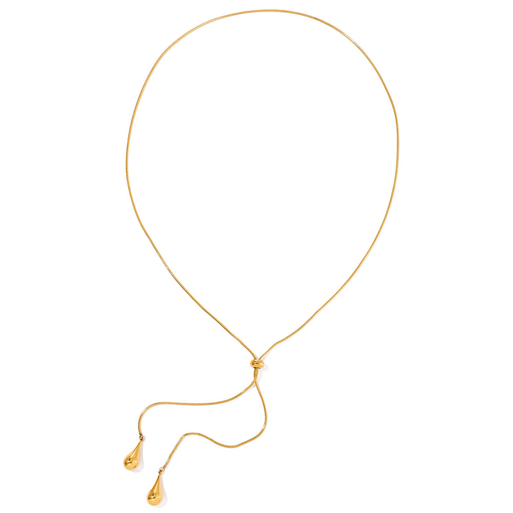 1 Magnifique Collier Long Pour Femme En Acier Inoxydable Imperméable Avec Pendentif Goutte Quotidien