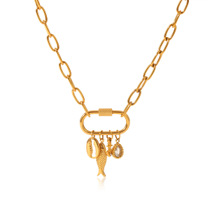 Collier Pendentif Femme Simple En Forme De Goutte De Poisson, En Acier Inoxydable Étanche, Couleur Or (1 Pièce) h5 