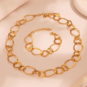 Ensembles De Bijoux Pour Femmes En Acier Inoxydable De Forme Ovale Irrégulière, Étanches Et De Couleur Dorée h5 Image5