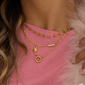 Collier Pendentif Femme Classique En Acier Inoxydable Étanche Couleur Or (1 Pièce) h5 Image3