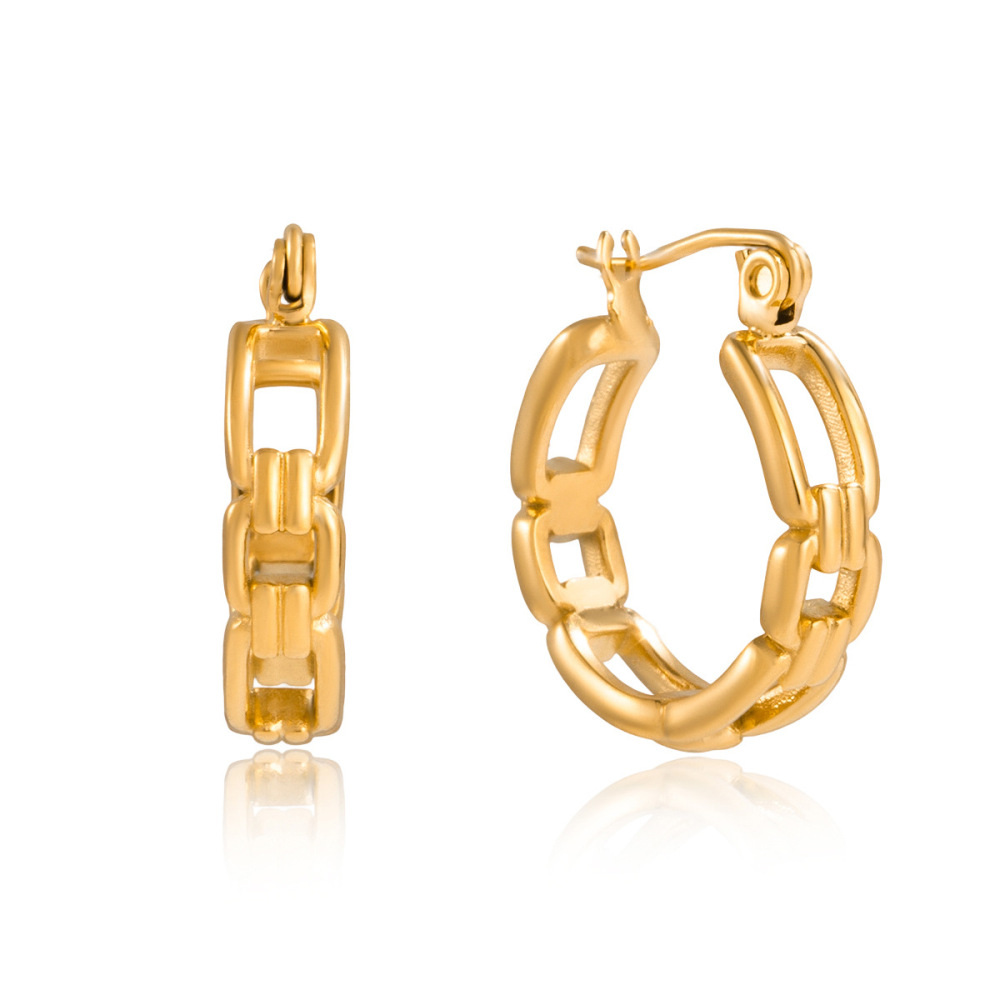 1 Paire De Boucles D'Oreilles Créoles Simples En Acier Inoxydable Imperméable Pour Femme Image6