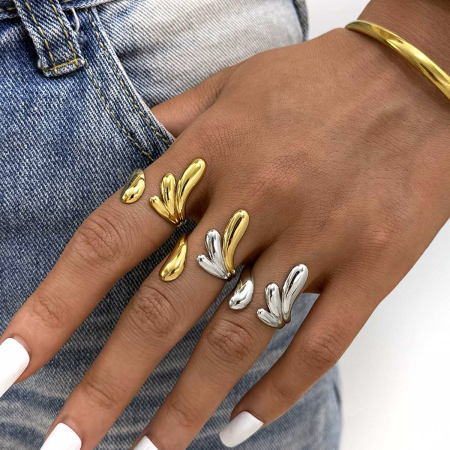 Bague femme tendance, simple et irrégulière, en acier inoxydable, couleur or, étanche.