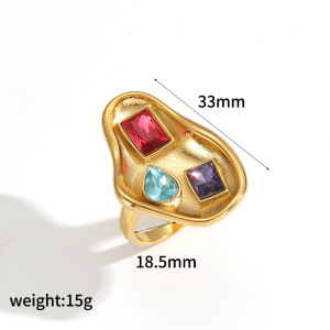 Bague Géométrique Pour Femme, Série Polychrome, 1 Pièce, Sertie De Pierres Précieuses h5 Image2