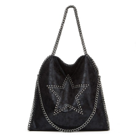 Sac fourre-tout moderne à rivets et étoiles pour femme en PU (1 pièce)