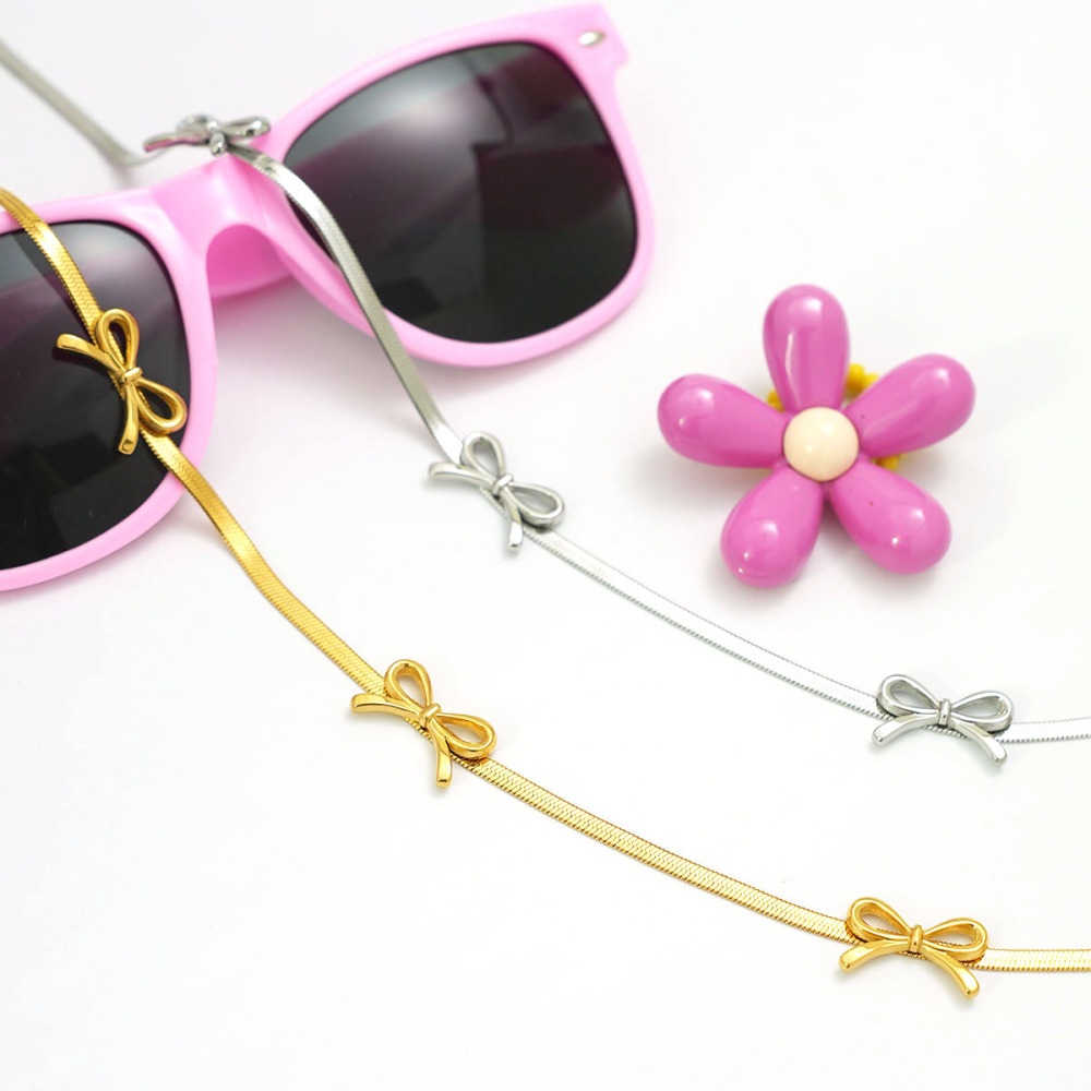 Collier Pendentif Femme Étanche En Acier Inoxydable Avec Nœud Papillon Simple (1 Pièce) Image4