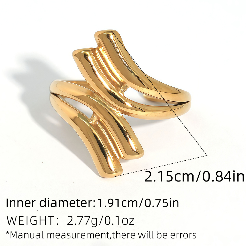 Bague Décontractée En Acier Inoxydable De Forme Irrégulière, Couleur Or, 1 Pièce h5Image2