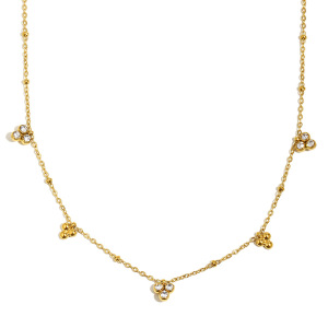 Collier À Maillons Pour Femme, Simple Et Élégant, En Acier Inoxydable, Couleur Or, Imperméable, Orné D'Une Fleur (1 Pièce) h5 