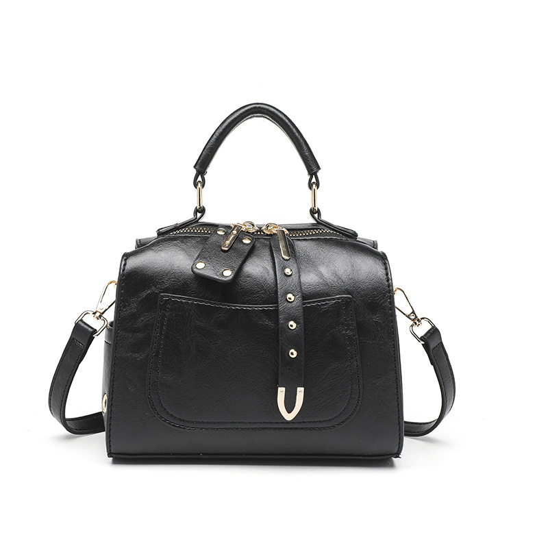 Sac À Main Boston Chic En Pu De Couleur Unie Pour Femme, 1 Pièce
