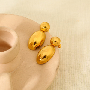 Boucles D'Oreilles Puces En Acier Inoxydable Doré, Étanches, En Forme De Goutte (1 Paire) h5 Image4