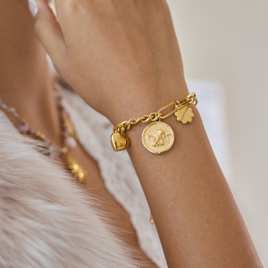 Bracelet À Breloques Pour Femme Dazzling Angel En Acier Inoxydable Étanche Couleur Or (1 Pièce) h5 Image9