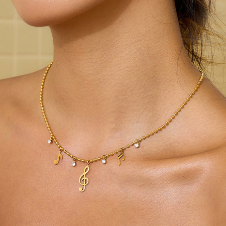Ensembles de bijoux pour femmes en acier inoxydable étanche couleur or, personnalisables avec des notes.