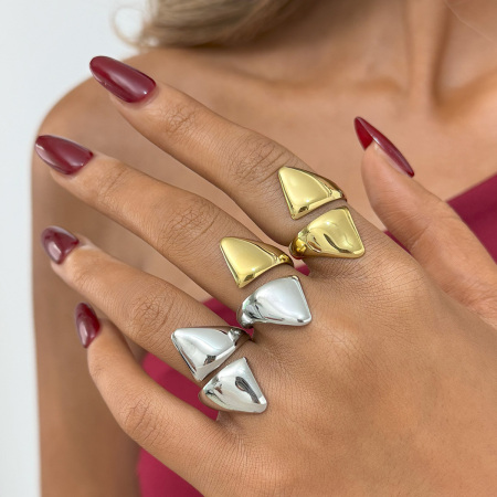 Bague femme tendance en acier inoxydable étanche, forme irrégulière, à porter au quotidien (1 pièce).