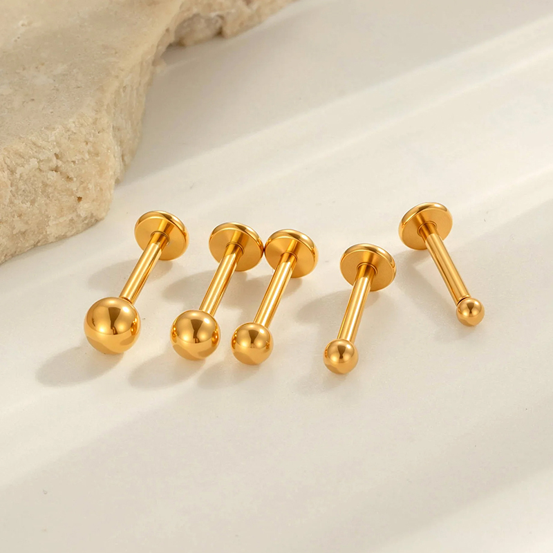 Boucle D'Oreille Piercing Étanche En Acier Inoxydable Couleur Or (1 Pièce) Image3