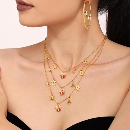 Collier pendentif femme en acier inoxydable étanche avec zircon, 1 pièce, cadeau de Noël