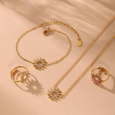 Ensembles De Bijoux Pour Femmes En Acier Inoxydable Doré, Étanches Et De Luxe, De Couleur Or. 2