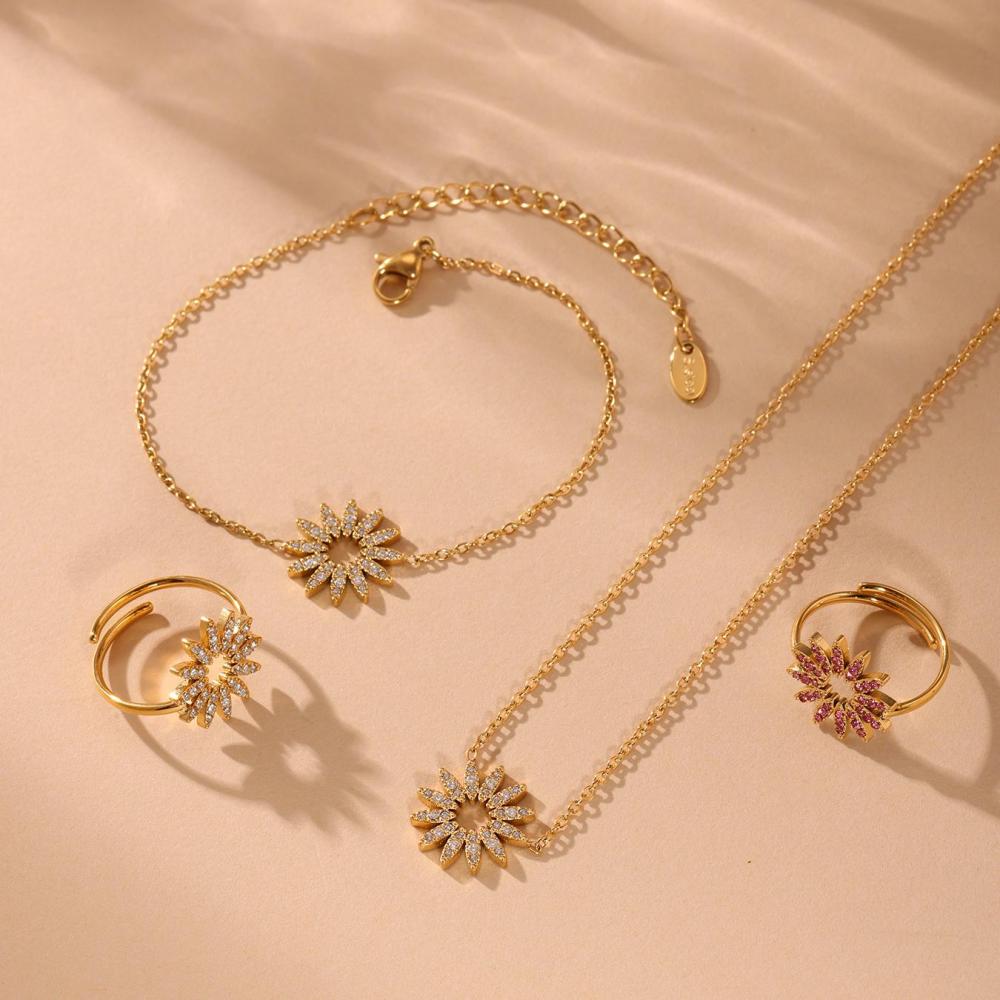 Ensembles De Bijoux Pour Femmes En Acier Inoxydable Doré, Étanches Et De Luxe, De Couleur Or. h5Image2