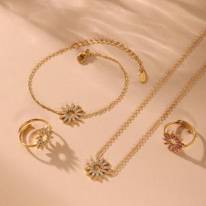 Ensembles De Bijoux Pour Femmes En Acier Inoxydable Doré, Étanches Et De Luxe, De Couleur Or. h5 Image2