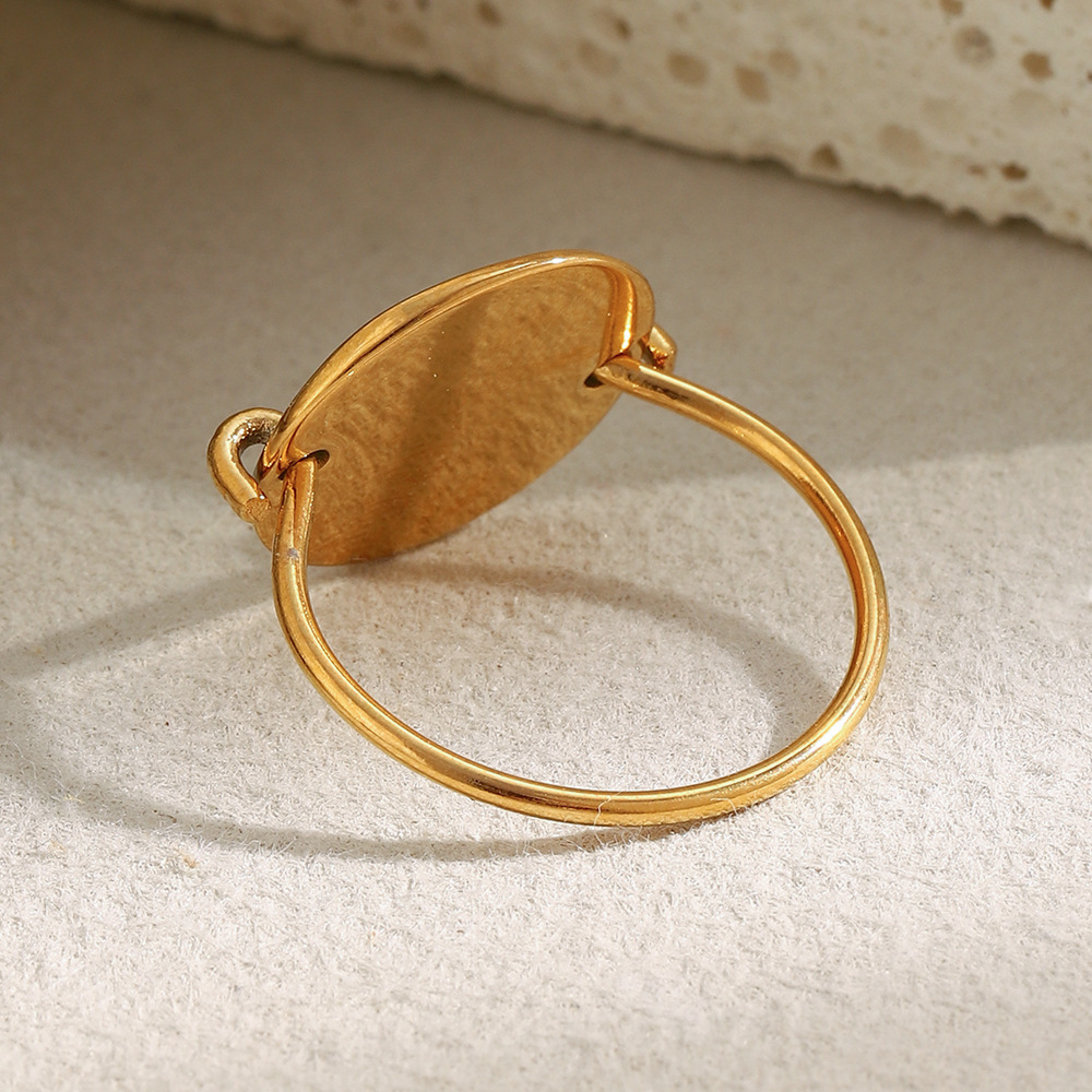 Bague Tendance Daily Good Vibes En Acier Inoxydable Étanche Couleur Or (1 Pièce) h5Image3