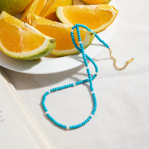 Collier De Perles En Calaïte Classique Pour Femme, Pierres Naturelles, Couleur Or, 1 Pièce h5 Image8