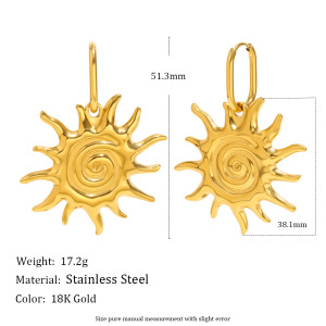 Ensembles De Bijoux Pour Femmes Classic Sun En Acier Inoxydable Étanche Couleur Or h5 Image2