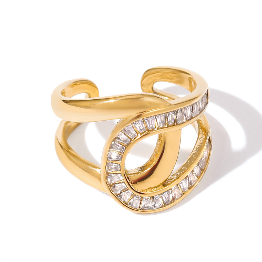 Bague Daily Twist En Acier Inoxydable Étanche Couleur Or (1 Pièce) 